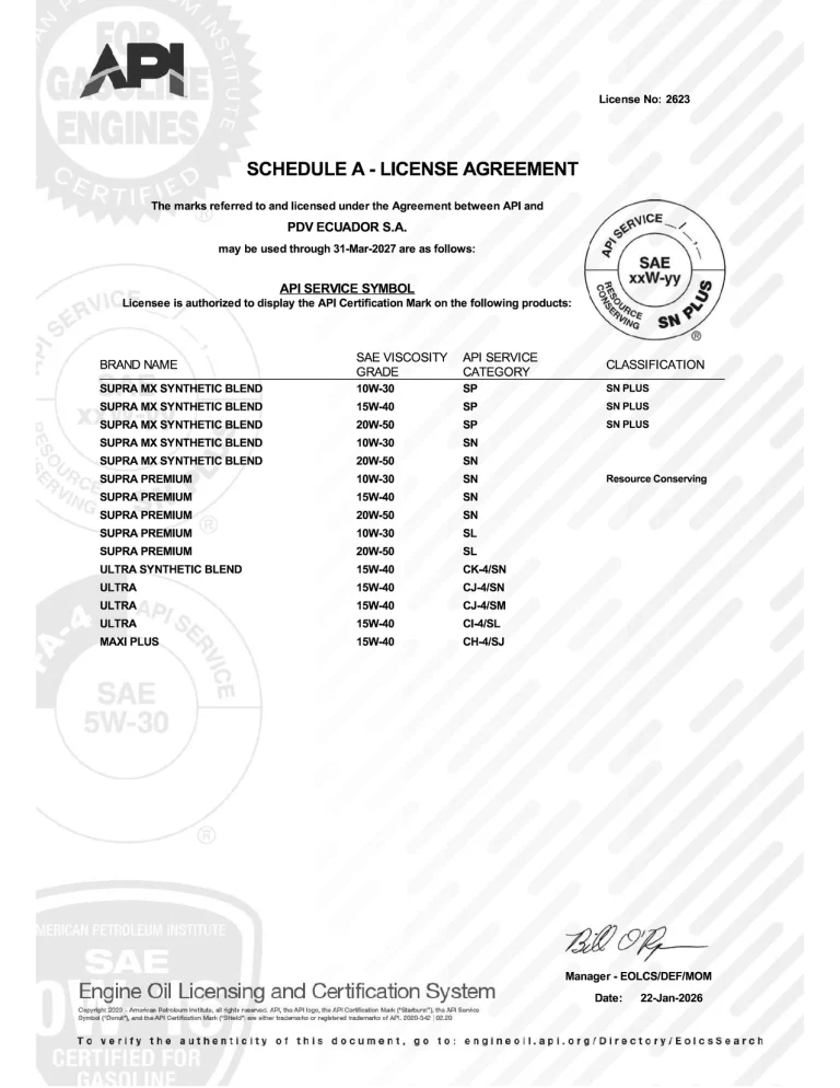 d) Certificate API 2026 - PDV ECUADOR SA1